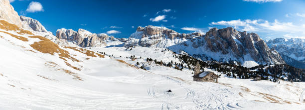 istock Dolomiti Mountains Italy winter snow church 1126181276