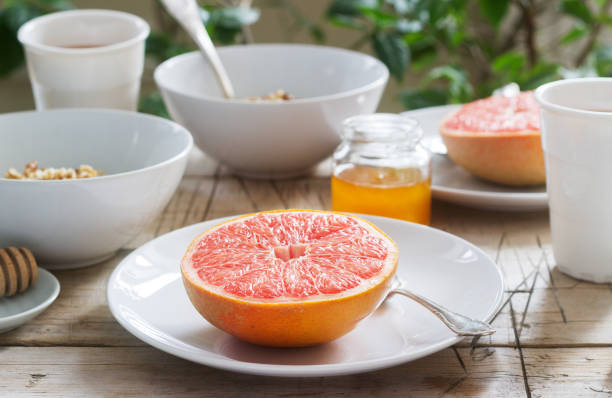 Appetizing aromatic citrus fruits, exotic imported fruits