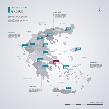 Greek Map Icon Greece Vector Map With Infographic Elements Pointer Marks Stock ...