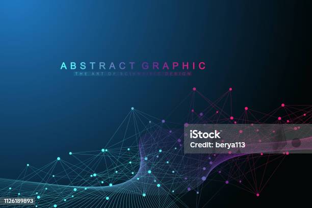 Technology Abstract Background With Connected Line And Dots Big Data Visualization Perspective Backdrop Visualization Analytical Networks Vector Illustration Stock Illustration - Download Image Now