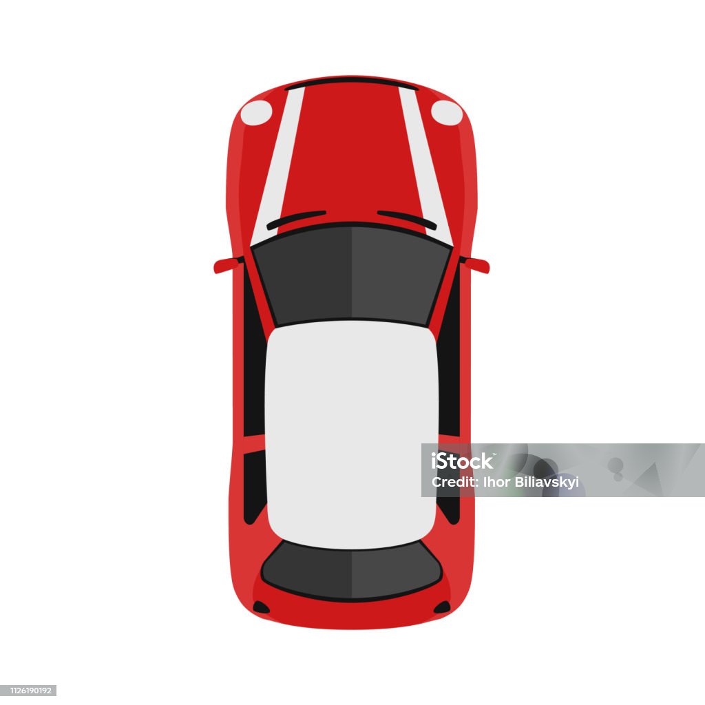 Car From Above Top View Cute Cartoon Car With Shadows Modern Urban Civilian Vehicle  English Style Simple Icon Or Logo Realistic Design Flat Style Vector  Illustration Stock Illustration - Download Image Now -