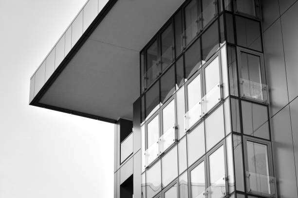 istock Facade of a modern apartment building. Black and white. 1126192627