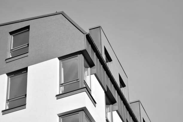 istock Facade of a modern apartment building. Black and white. 1126192677