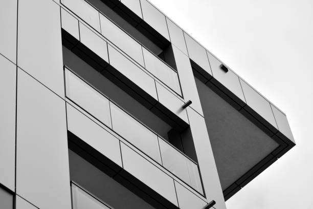 istock Facade of a modern apartment building. Black and white. 1126192834