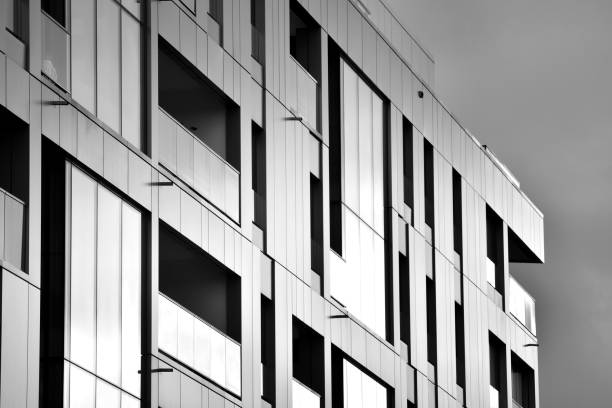 istock Facade of a modern apartment building. Black and white. 1126194474
