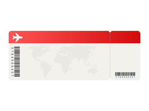 Airline tickets or boarding pass inside of special service envelope. Vector stock illustration.