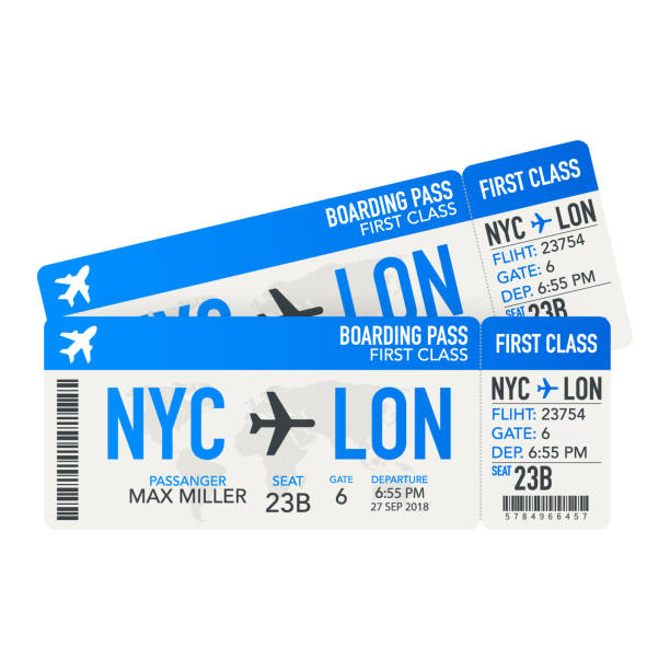 flugtickets oder bordkarte innerhalb spezieller service umschlag. vektor-illustration. - air vehicle airplane commercial airplane private airplane stock-grafiken, -clipart, -cartoons und -symbole