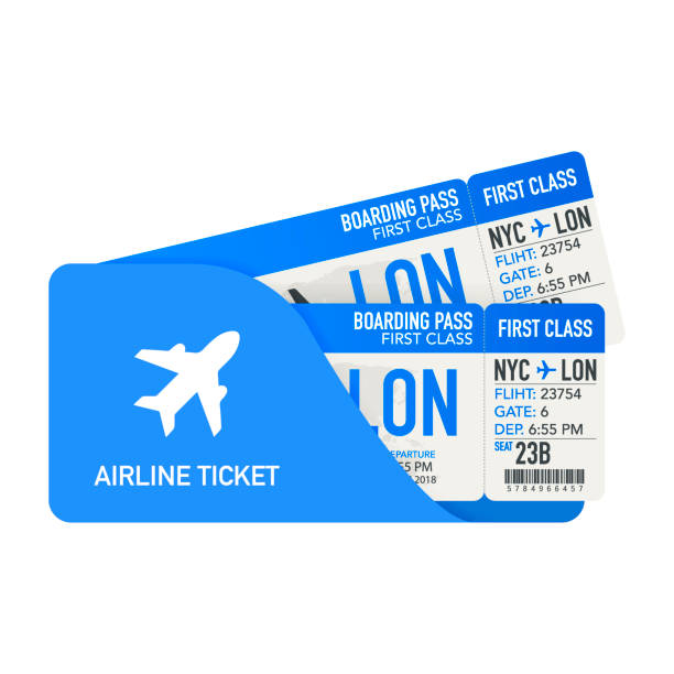 flugtickets oder bordkarte innerhalb spezieller service umschlag. vektor-illustration. - air vehicle airplane commercial airplane private airplane stock-grafiken, -clipart, -cartoons und -symbole