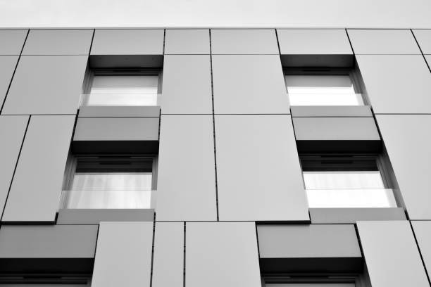 istock Facade of a modern apartment building. Black and white. 1126195325