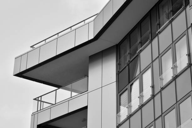 istock Facade of a modern apartment building. Black and white. 1126195502