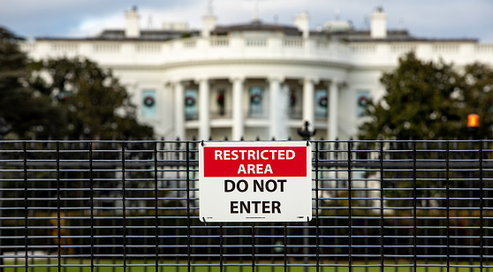 An access denied sign at the White House South Lawn