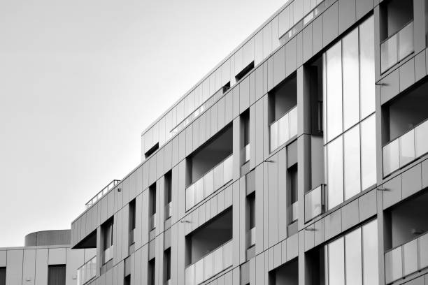 istock Facade of a modern apartment building. Black and white. 1126197768