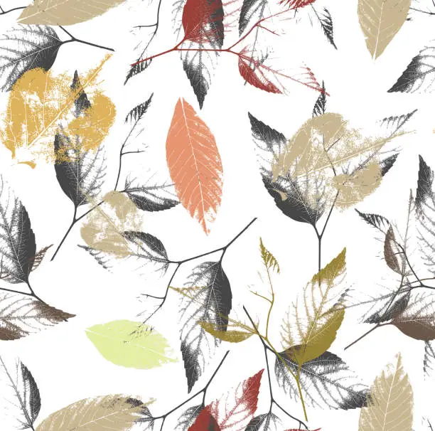 Abstract seamless pattern with leaves and flowers Background with flowers texture