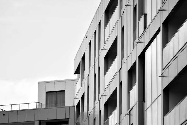 istock Facade of a modern apartment building. Black and white. 1126198014