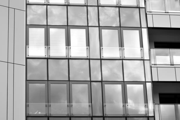 istock Facade of a modern apartment building. Black and white. 1126198066