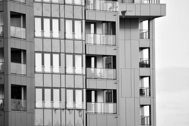 istock Facade of a modern apartment building. Black and white. 1126198275
