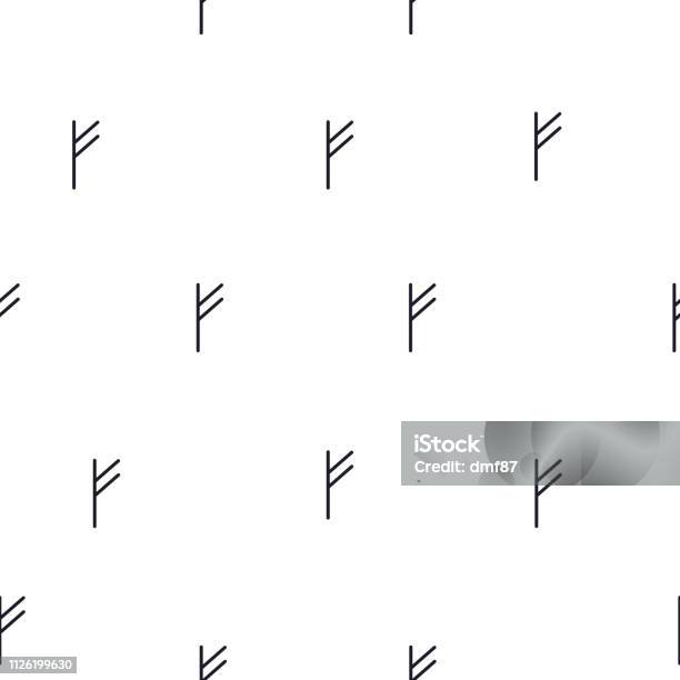 Fehn Runes Seamless Pattern Fehu F Rune On White Background Vector Eps 10 Stock ...