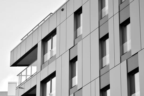 istock Facade of a modern apartment building. Black and white. 1126199693