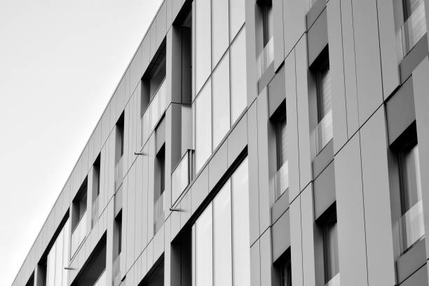 istock Facade of a modern apartment building. Black and white. 1126200004