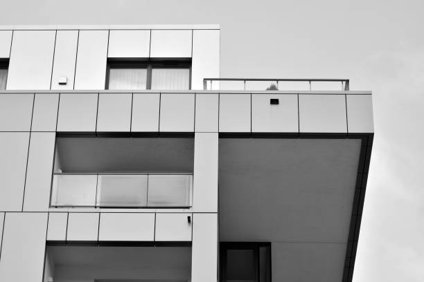 istock Facade of a modern apartment building. Black and white. 1126200271