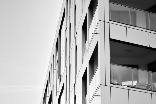 istock Facade of a modern apartment building. Black and white. 1126200590