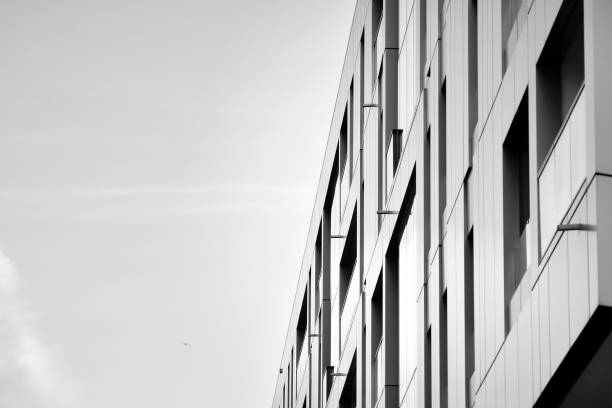 istock Facade of a modern apartment building. Black and white. 1126201640