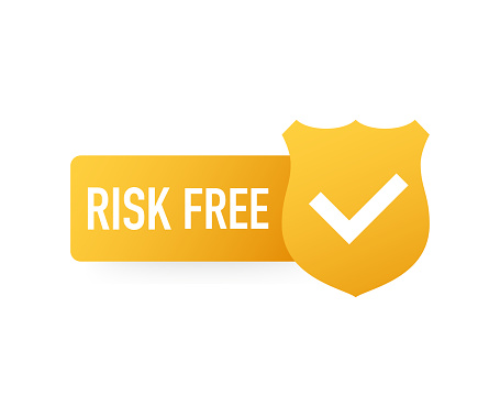 Risk-free guarantee label on white background. Vector stock illustration.