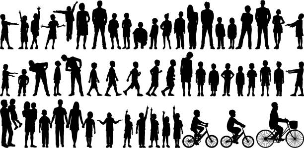 familien - man walking bike stock-grafiken, -clipart, -cartoons und -symbole