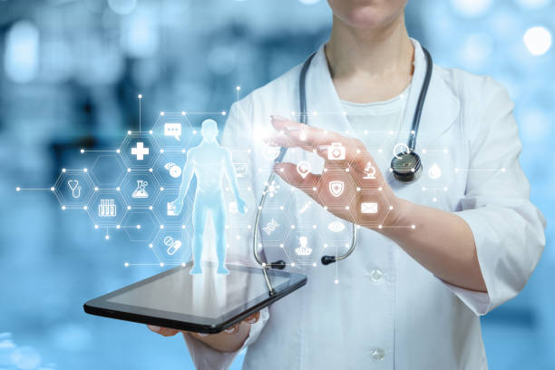 istock A doctor performing with a digital compound medical service structure. 1126209470
