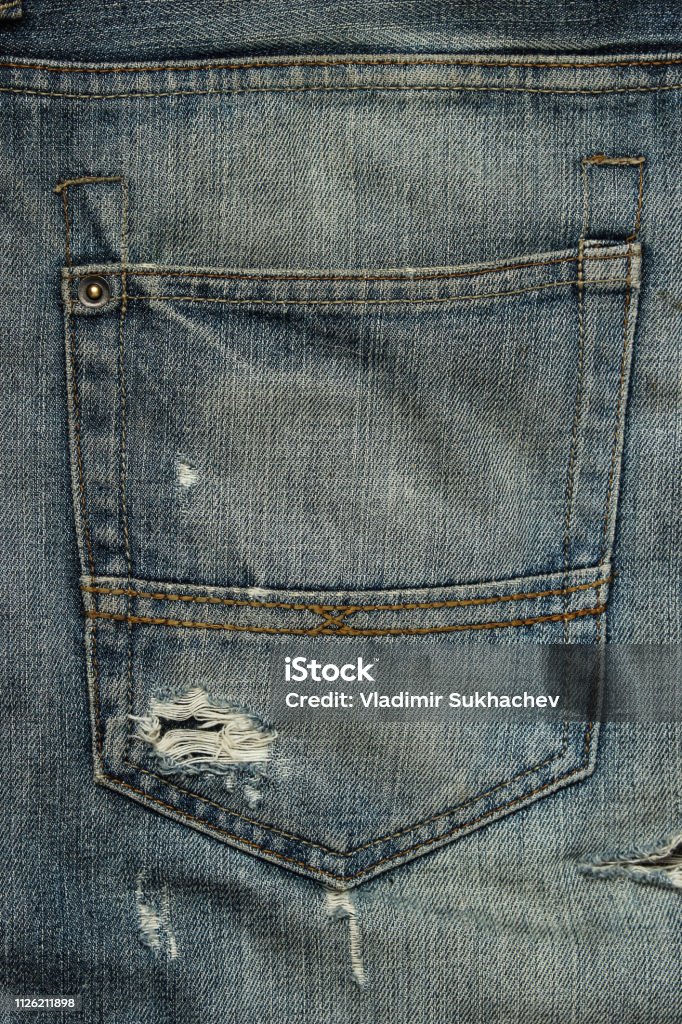 Bolso de jeans desgastado rasgado - Foto de stock de Abstrato royalty-free