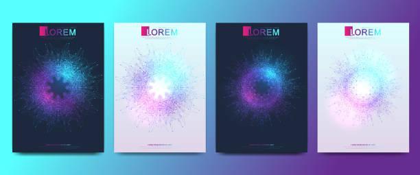 istock Modern vector template for brochure, leaflet, flyer, cover, banner, catalog, magazine, or annual report in A4 size. Futuristic science and technology design. Presentation with mandala. Lines plexus 1126214010