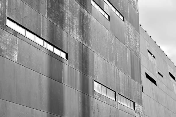 istock Modern building with rusty facade exteriors. Black and white. 1126214580
