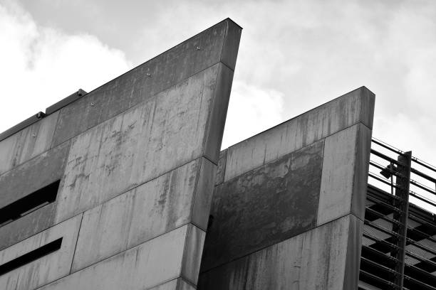 istock Modern building with rusty facade exteriors. Black and white. 1126215111