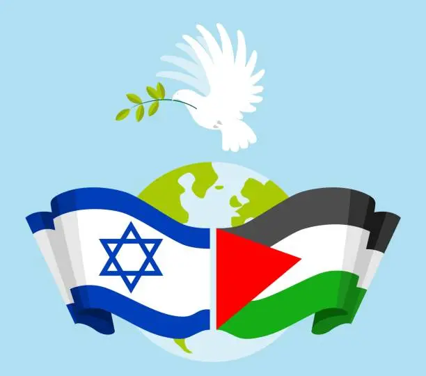Vector illustration of Palestine Israel relation concept