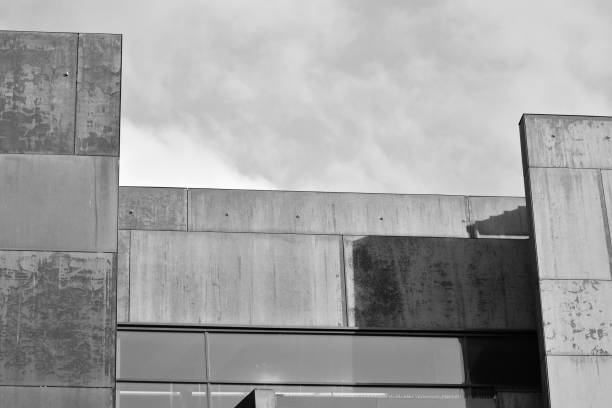 istock Modern building with rusty facade exteriors. Black and white. 1126215424