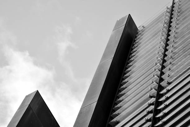istock Modern building with rusty facade exteriors. Black and white. 1126215506
