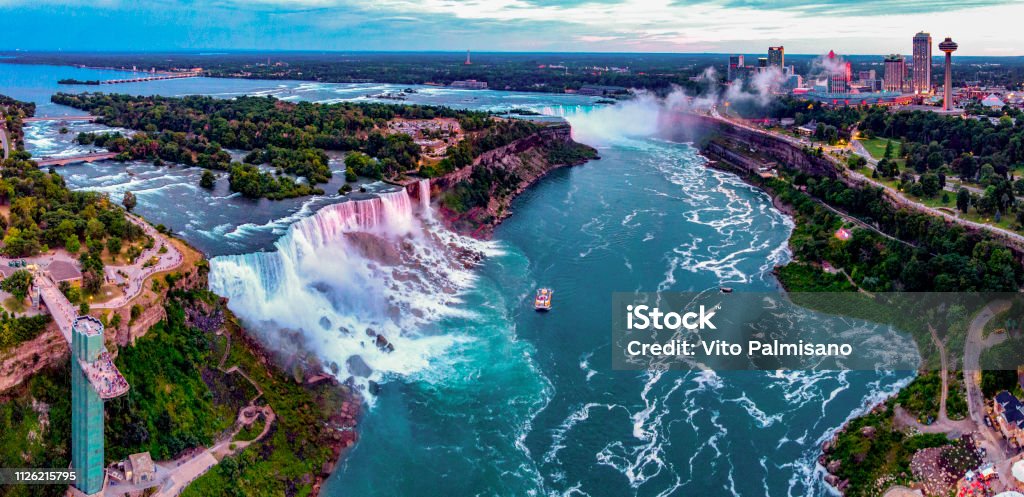 Niagara Falls,NY Aerial Panoramic Aerial View Stock Photo