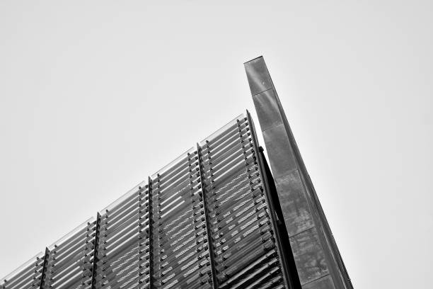 istock Modern building with rusty facade exteriors. Black and white. 1126215827