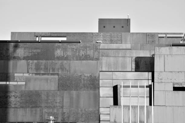 istock Modern building with rusty facade exteriors. Black and white. 1126216917