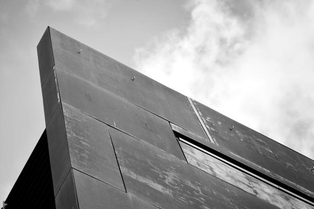 istock Modern building with rusty facade exteriors. Black and white. 1126216970