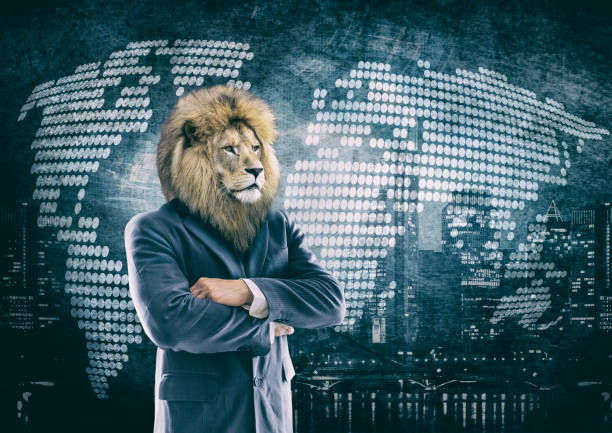 Humanoid Lion - Lion head on man in a suit - Image manipulation