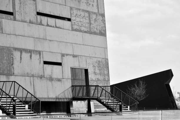 istock Modern building with rusty facade exteriors. Black and white. 1126217261