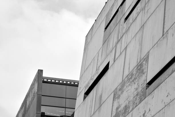 istock Modern building with rusty facade exteriors. Black and white. 1126217384
