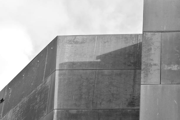 istock Modern building with rusty facade exteriors. Black and white. 1126217438