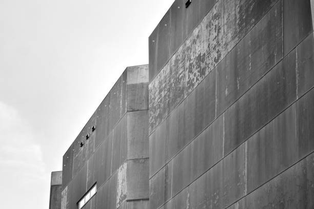 istock Modern building with rusty facade exteriors. Black and white. 1126217861