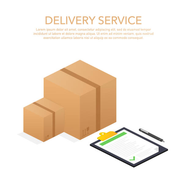 ilustrações de stock, clip art, desenhos animados e ícones de delivery website banner. delivery service app with map background. isometric style illustration - mail van