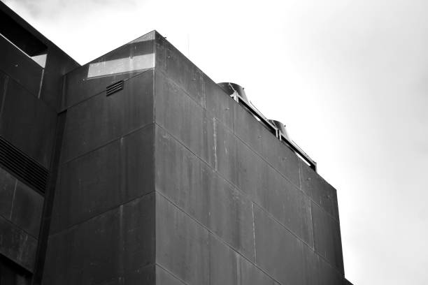 istock Modern building with rusty facade exteriors. Black and white. 1126218982