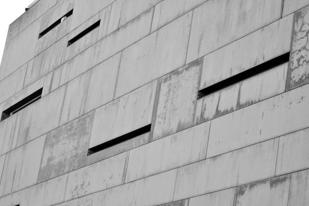 istock Modern building with rusty facade exteriors. Black and white. 1126219513