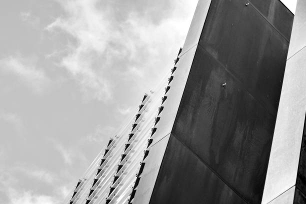 istock Modern building with rusty facade exteriors. Black and white. 1126219656