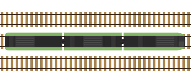 illustrations, cliparts, dessins animés et icônes de trains modernes sur rails isolé sur fond blanc. gare ferroviaire avec les chariots par le haut. vue de dessus. simple style réaliste. cartoon style plate illustration vectorielle. - railroad track railroad station urban scene old